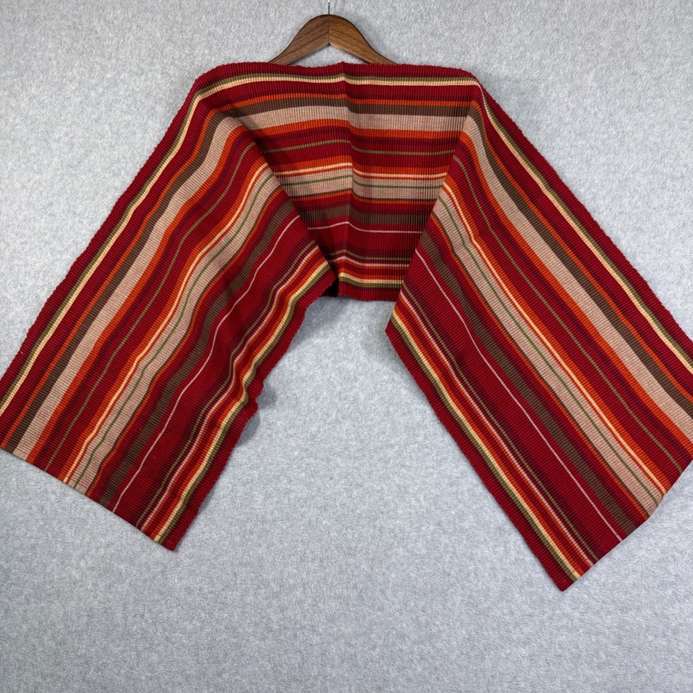 Table Runner 13x68 Red Multicolor Textured Rib Weaved Striped Ribbed Woven - Picture 7 of 9